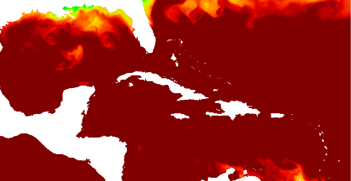 Sea surface temperature, Florida, the Gulf of Mexico, and the immediate Atlantic