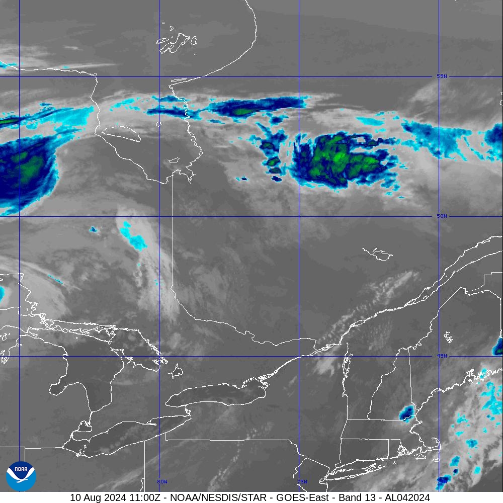 Debby satellite IR, most recent archived frame