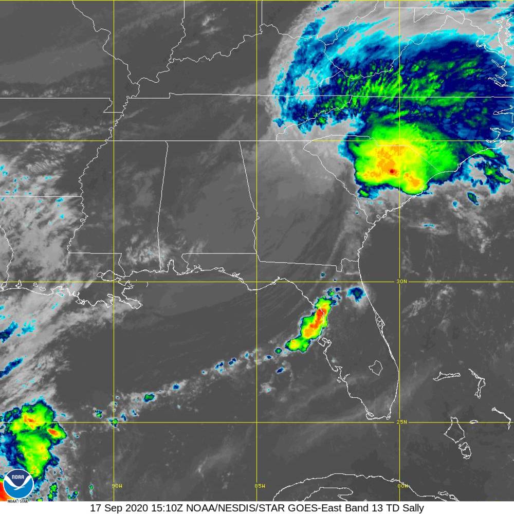 Sally satellite IR, most recent archived frame